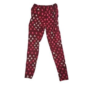 Lularoe Red Leggings Hearts Print One Size